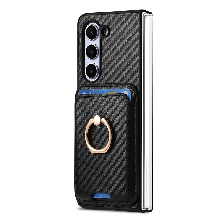 For Samsung Galaxy Z Fold6 5G Case Leather+PC Phone Cover with Magnetic Card Bag and Screen Film