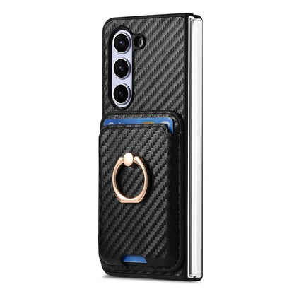 For Samsung Galaxy Z Fold6 5G Case Leather+PC Phone Cover with Magnetic Card Bag and Screen Film