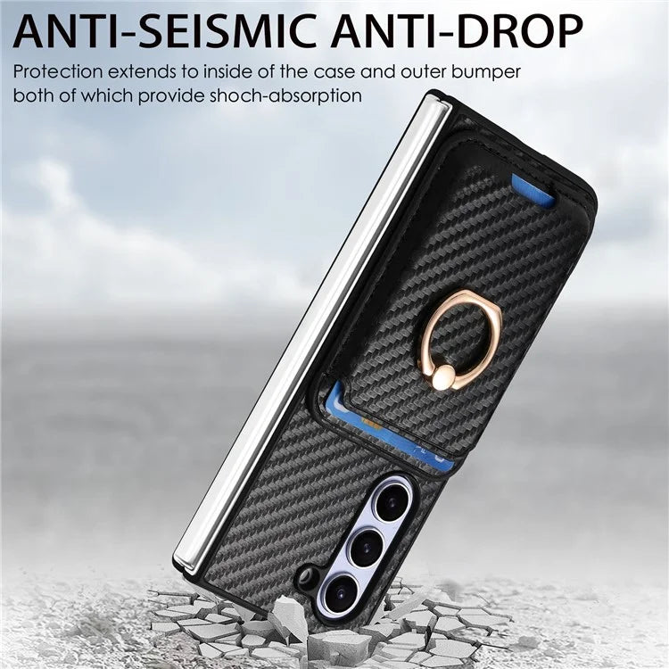 For Samsung Galaxy Z Fold6 5G Case Leather+PC Phone Cover with Magnetic Card Bag and Screen Film