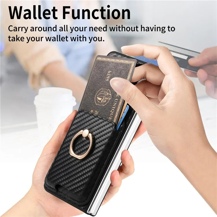 For Samsung Galaxy Z Fold6 5G Case Leather+PC Phone Cover with Magnetic Card Bag and Screen Film