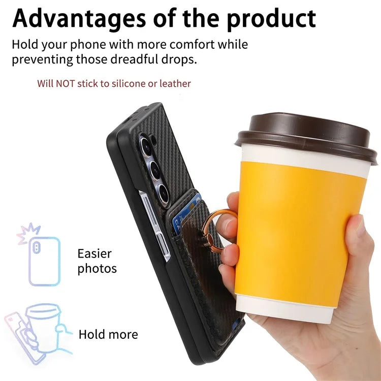 For Samsung Galaxy Z Fold6 5G Case Leather+PC Phone Cover with Magnetic Card Bag and Screen Film