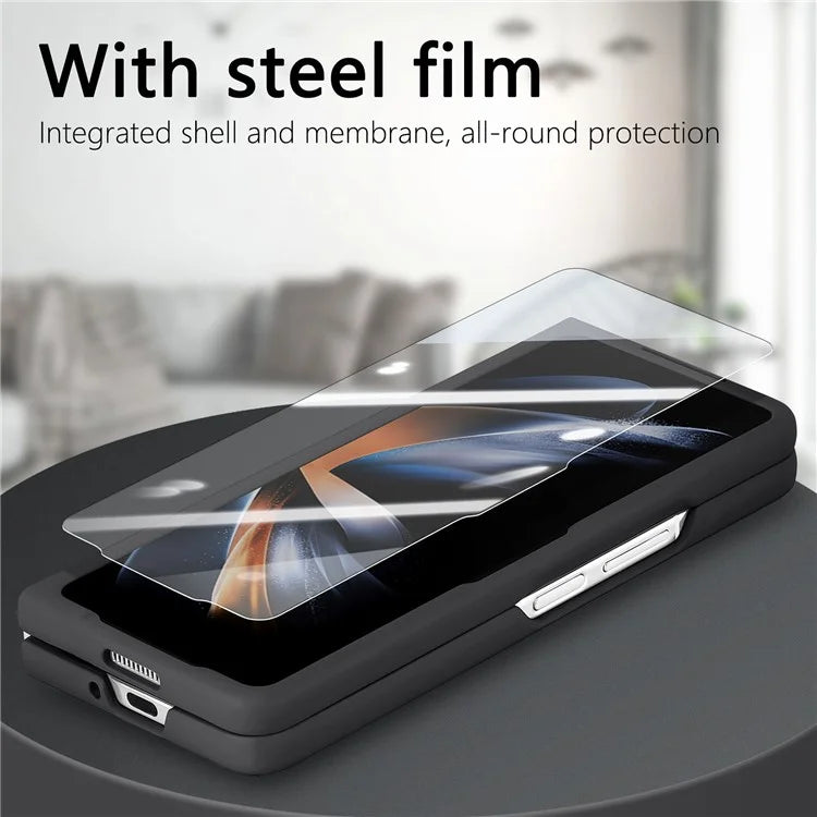 For Samsung Galaxy Z Fold6 5G Case Leather+PC Phone Cover with Magnetic Card Bag and Screen Film