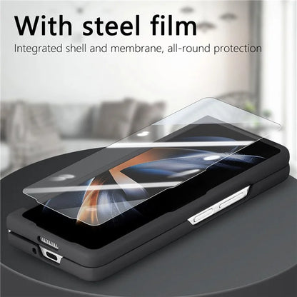For Samsung Galaxy Z Fold6 5G Case Leather+PC Phone Cover with Magnetic Card Bag and Screen Film