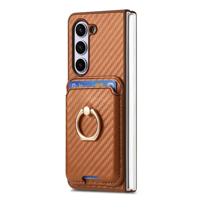 For Samsung Galaxy Z Fold6 5G Case Leather+PC Phone Cover with Magnetic Card Bag and Screen Film