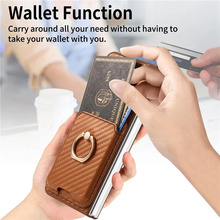 For Samsung Galaxy Z Fold6 5G Case Leather+PC Phone Cover with Magnetic Card Bag and Screen Film