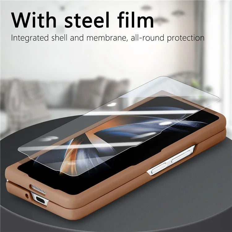 For Samsung Galaxy Z Fold6 5G Case Leather+PC Phone Cover with Magnetic Card Bag and Screen Film