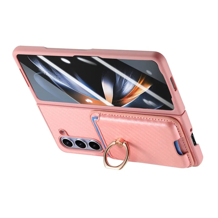 For Samsung Galaxy Z Fold6 5G Case Leather+PC Phone Cover with Magnetic Card Bag and Screen Film