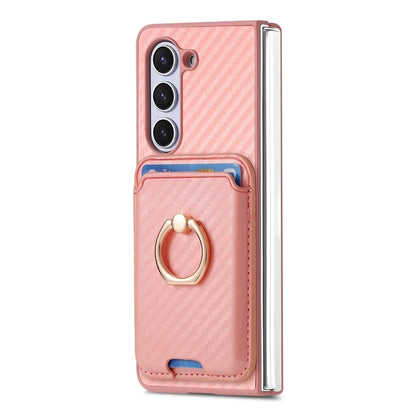 For Samsung Galaxy Z Fold6 5G Case Leather+PC Phone Cover with Magnetic Card Bag and Screen Film