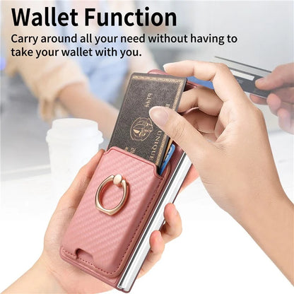 For Samsung Galaxy Z Fold6 5G Case Leather+PC Phone Cover with Magnetic Card Bag and Screen Film