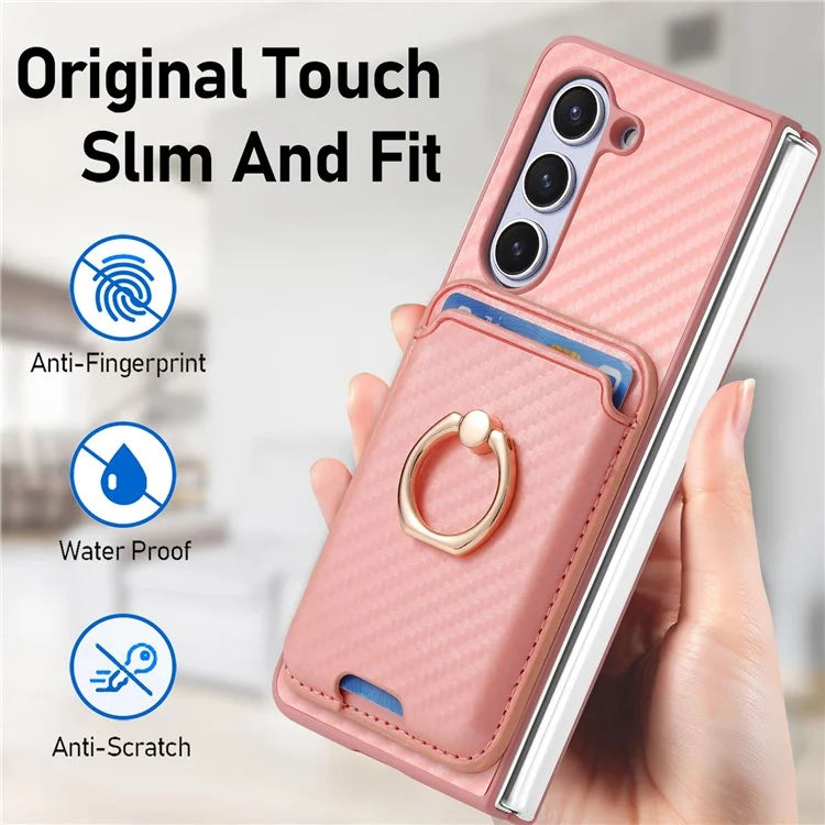 For Samsung Galaxy Z Fold6 5G Case Leather+PC Phone Cover with Magnetic Card Bag and Screen Film