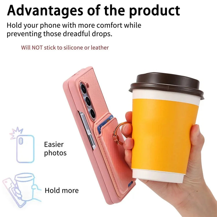 For Samsung Galaxy Z Fold6 5G Case Leather+PC Phone Cover with Magnetic Card Bag and Screen Film