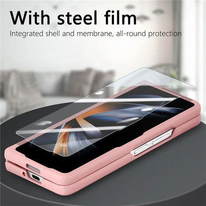 For Samsung Galaxy Z Fold6 5G Case Leather+PC Phone Cover with Magnetic Card Bag and Screen Film