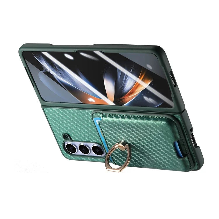 For Samsung Galaxy Z Fold6 5G Case Leather+PC Phone Cover with Magnetic Card Bag and Screen Film