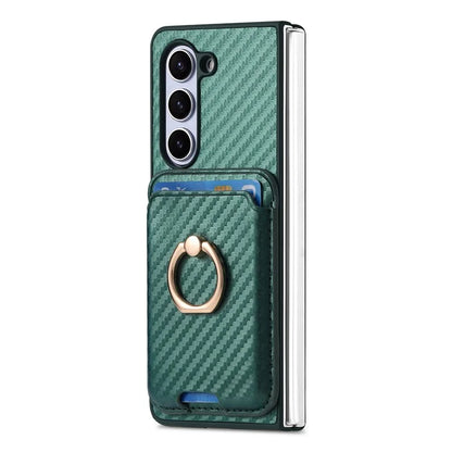 For Samsung Galaxy Z Fold6 5G Case Leather+PC Phone Cover with Magnetic Card Bag and Screen Film