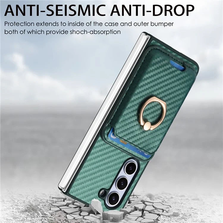 For Samsung Galaxy Z Fold6 5G Case Leather+PC Phone Cover with Magnetic Card Bag and Screen Film