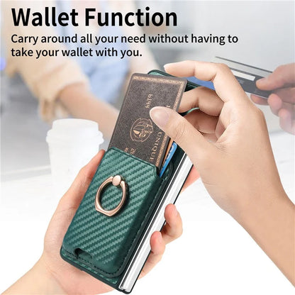 For Samsung Galaxy Z Fold6 5G Case Leather+PC Phone Cover with Magnetic Card Bag and Screen Film