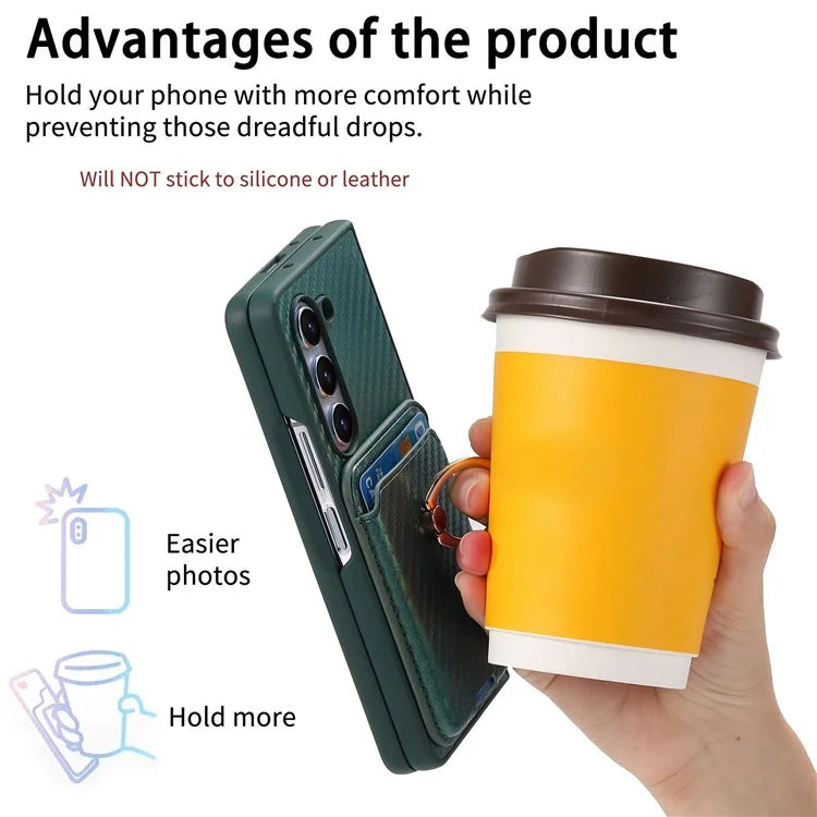 For Samsung Galaxy Z Fold6 5G Case Leather+PC Phone Cover with Magnetic Card Bag and Screen Film