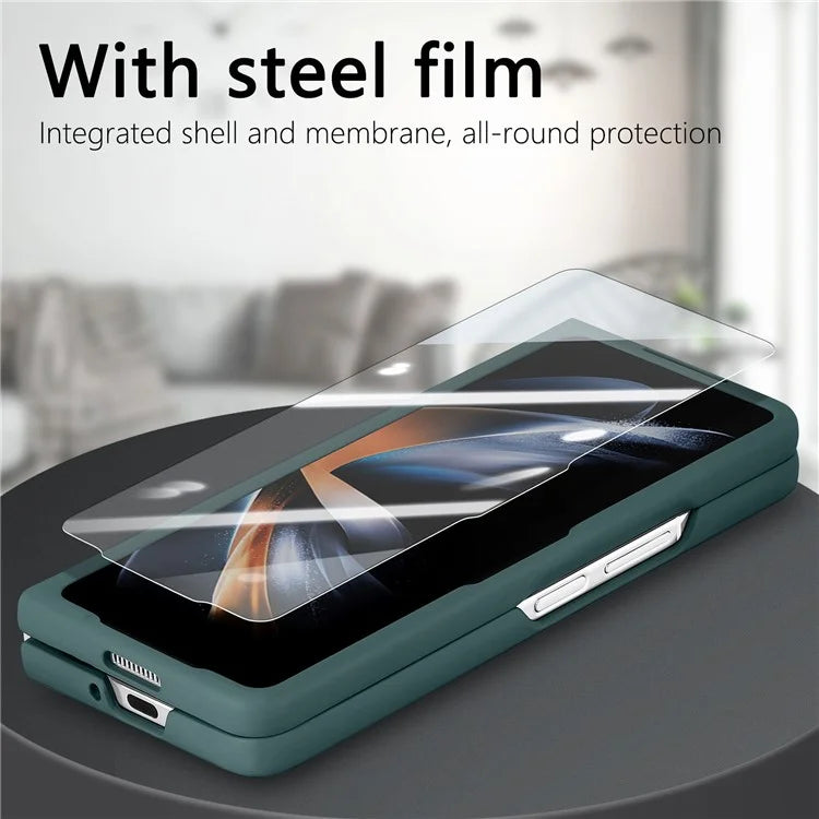 For Samsung Galaxy Z Fold6 5G Case Leather+PC Phone Cover with Magnetic Card Bag and Screen Film