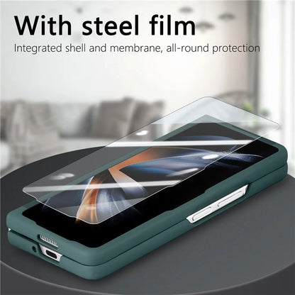 For Samsung Galaxy Z Fold6 5G Case Leather+PC Phone Cover with Magnetic Card Bag and Screen Film
