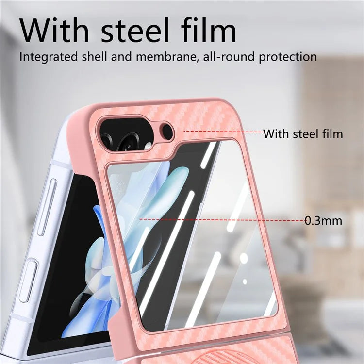 For Samsung Galaxy Z Flip6 5G Case Ring Kickstand Card Slot Phone Cover with Rear Screen Film