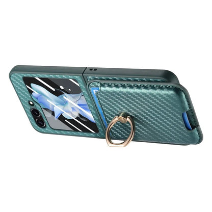 For Samsung Galaxy Z Flip6 5G Case Ring Kickstand Card Slot Phone Cover with Rear Screen Film