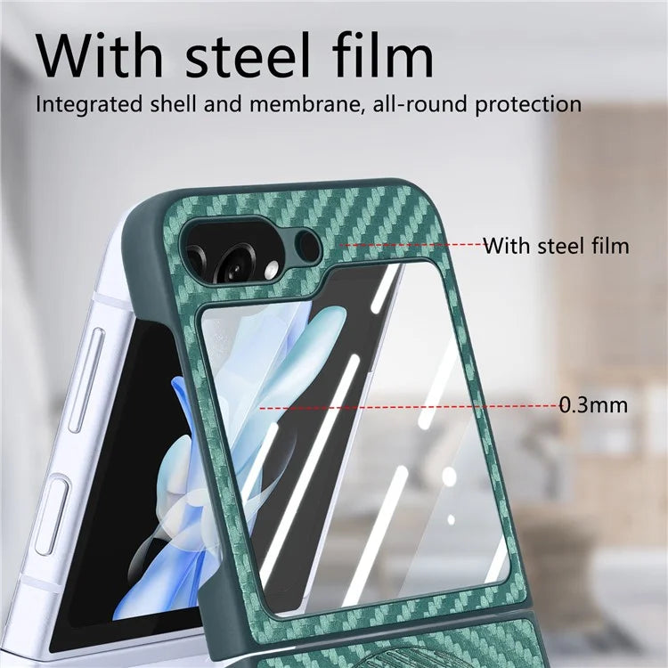 For Samsung Galaxy Z Flip6 5G Case Ring Kickstand Card Slot Phone Cover with Rear Screen Film