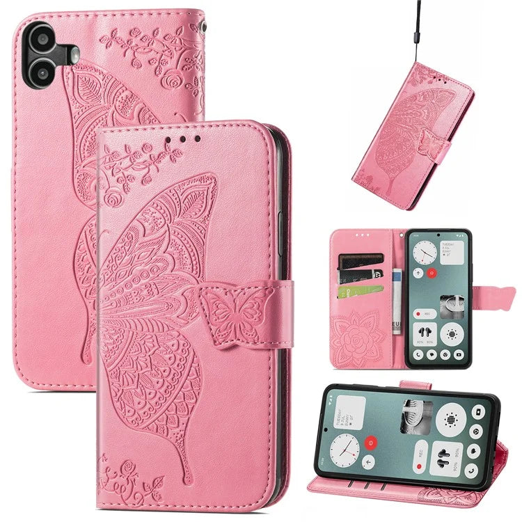 For Nothing CMF Phone 1 Case PU Leather Wallet Phone Cover Butterfly Pattern
