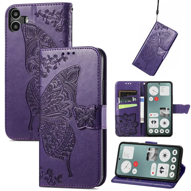 For Nothing CMF Phone 1 Case PU Leather Wallet Phone Cover Butterfly Pattern