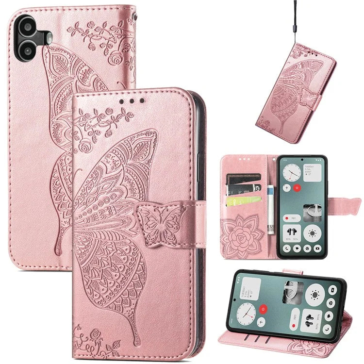 For Nothing CMF Phone 1 Case PU Leather Wallet Phone Cover Butterfly Pattern