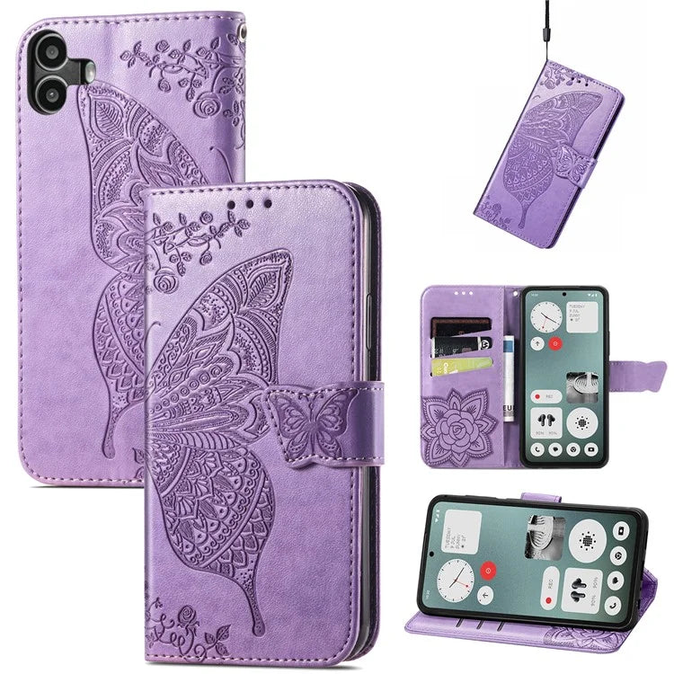 For Nothing CMF Phone 1 Case PU Leather Wallet Phone Cover Butterfly Pattern