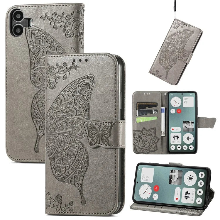 For Nothing CMF Phone 1 Case PU Leather Wallet Phone Cover Butterfly Pattern