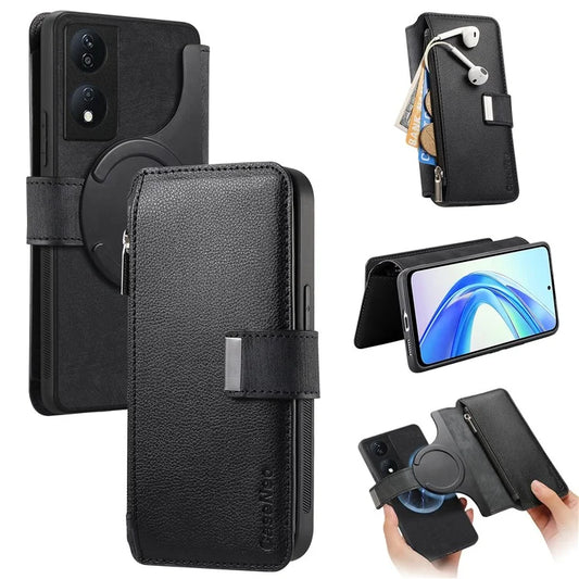 CASENEO MW-02 For Honor 90 Smart / X7b 4G Case Zipper Pocket Detachable 2-in-1 Phone Cover