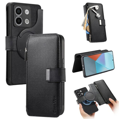 CASENEO MW-02 For Xiaomi Redmi Note 13 5G Case Multiple Card Slots Magnetic Detachable Leather Cover