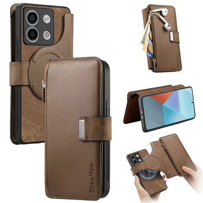 CASENEO MW-02 For Xiaomi Redmi Note 13 5G Case Multiple Card Slots Magnetic Detachable Leather Cover