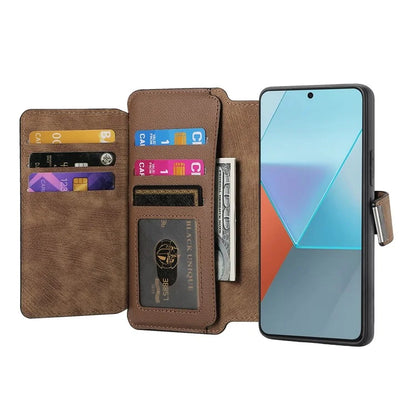 CASENEO MW-02 For Xiaomi Redmi Note 13 5G Case Multiple Card Slots Magnetic Detachable Leather Cover