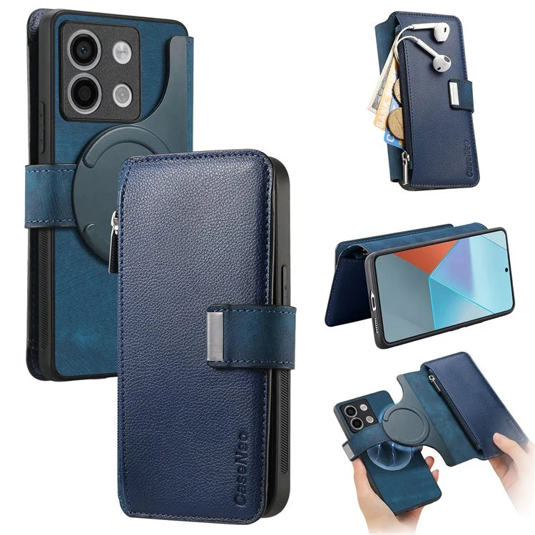 CASENEO MW-02 For Xiaomi Redmi Note 13 5G Case Multiple Card Slots Magnetic Detachable Leather Cover