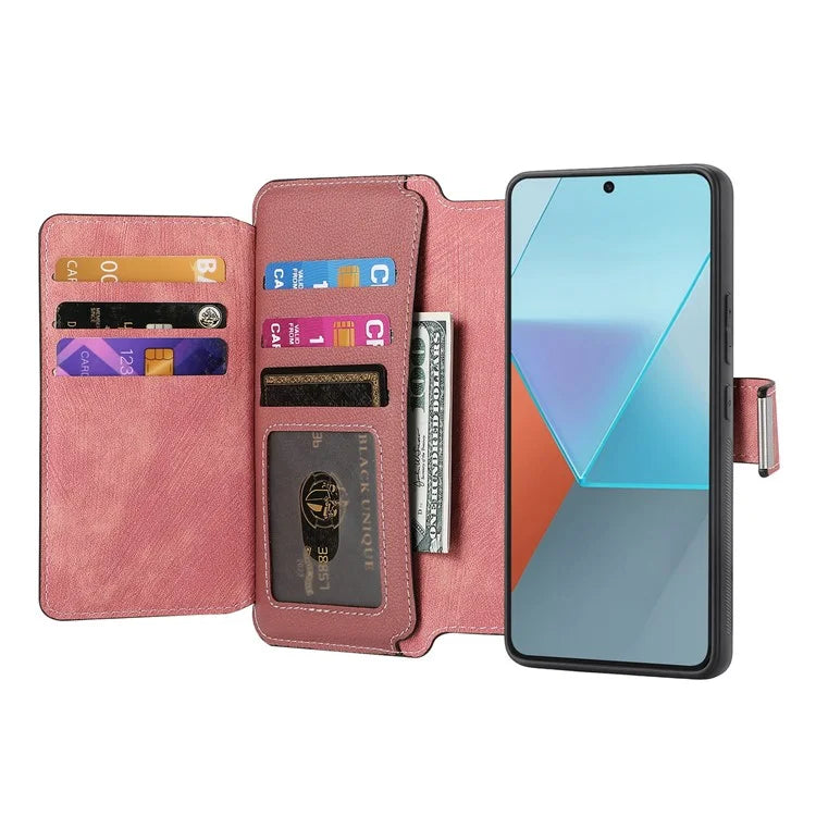 CASENEO MW-02 For Xiaomi Redmi Note 13 5G Case Multiple Card Slots Magnetic Detachable Leather Cover