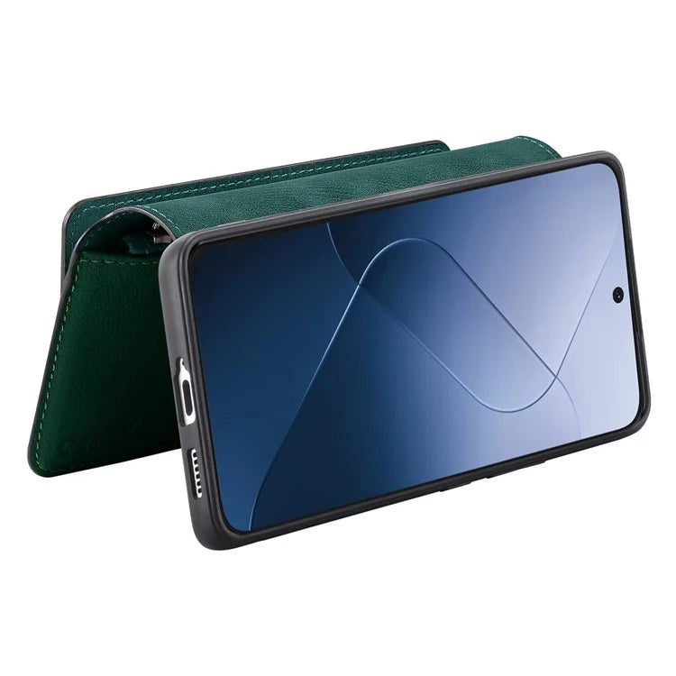CASENEO MW-02 For Xiaomi 14 Leather Case Magnetic Detachable Phone Cover with Zipper Wallet