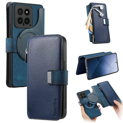 CASENEO MW-02 For Xiaomi 14 Leather Case Magnetic Detachable Phone Cover with Zipper Wallet