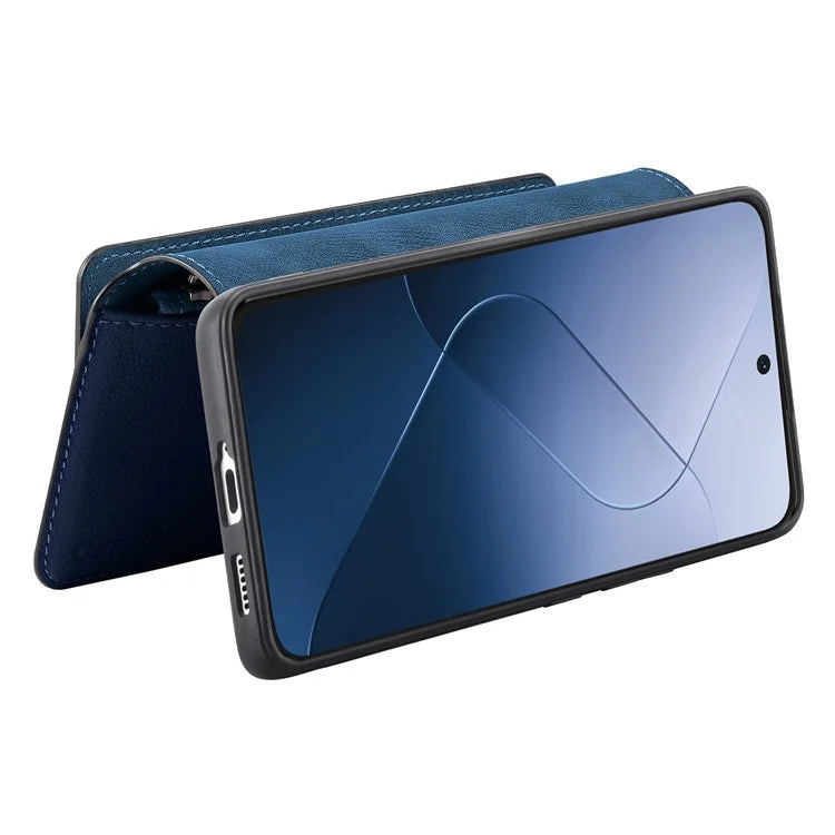 CASENEO MW-02 For Xiaomi 14 Leather Case Magnetic Detachable Phone Cover with Zipper Wallet
