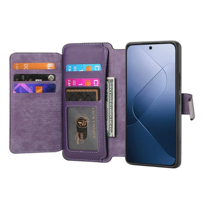 CASENEO MW-02 For Xiaomi 14 Leather Case Magnetic Detachable Phone Cover with Zipper Wallet