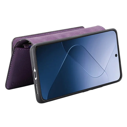 CASENEO MW-02 For Xiaomi 14 Leather Case Magnetic Detachable Phone Cover with Zipper Wallet