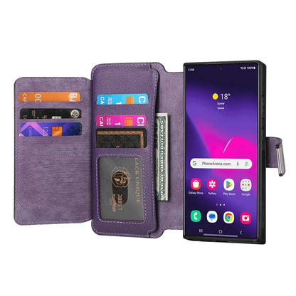CASENEO MW-02 For Samsung Galaxy S24 Ultra Case Zipper Pocket PU Leather Stand Phone Cover