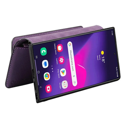 CASENEO MW-02 For Samsung Galaxy S24 Ultra Case Zipper Pocket PU Leather Stand Phone Cover