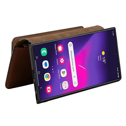 CASENEO MW-02 For Samsung Galaxy S24 Ultra Case Zipper Pocket PU Leather Stand Phone Cover