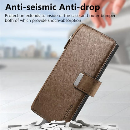 CASENEO MW-02 For Samsung Galaxy S24 Ultra Case Zipper Pocket PU Leather Stand Phone Cover