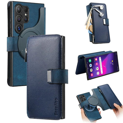 CASENEO MW-02 For Samsung Galaxy S24 Ultra Case Zipper Pocket PU Leather Stand Phone Cover