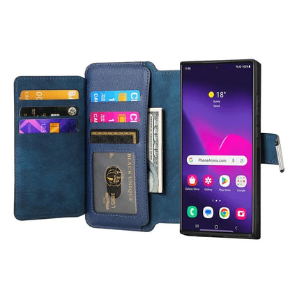 CASENEO MW-02 For Samsung Galaxy S24 Ultra Case Zipper Pocket PU Leather Stand Phone Cover