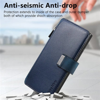 CASENEO MW-02 For Samsung Galaxy S24 Ultra Case Zipper Pocket PU Leather Stand Phone Cover