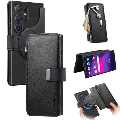 CASENEO MW-02 For Samsung Galaxy S24 Ultra Case Zipper Pocket PU Leather Stand Phone Cover